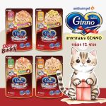 อาหารเปียก Ginno 12 ซอง สำหรับแมวอายุ 6 เดือนขึ้นไป กินโนะ กูร์เมต์ อาหารเปียกแมว เกรดพรีเมี่ยม ไม่เติมเกลือ บำรุงสุขภาพ